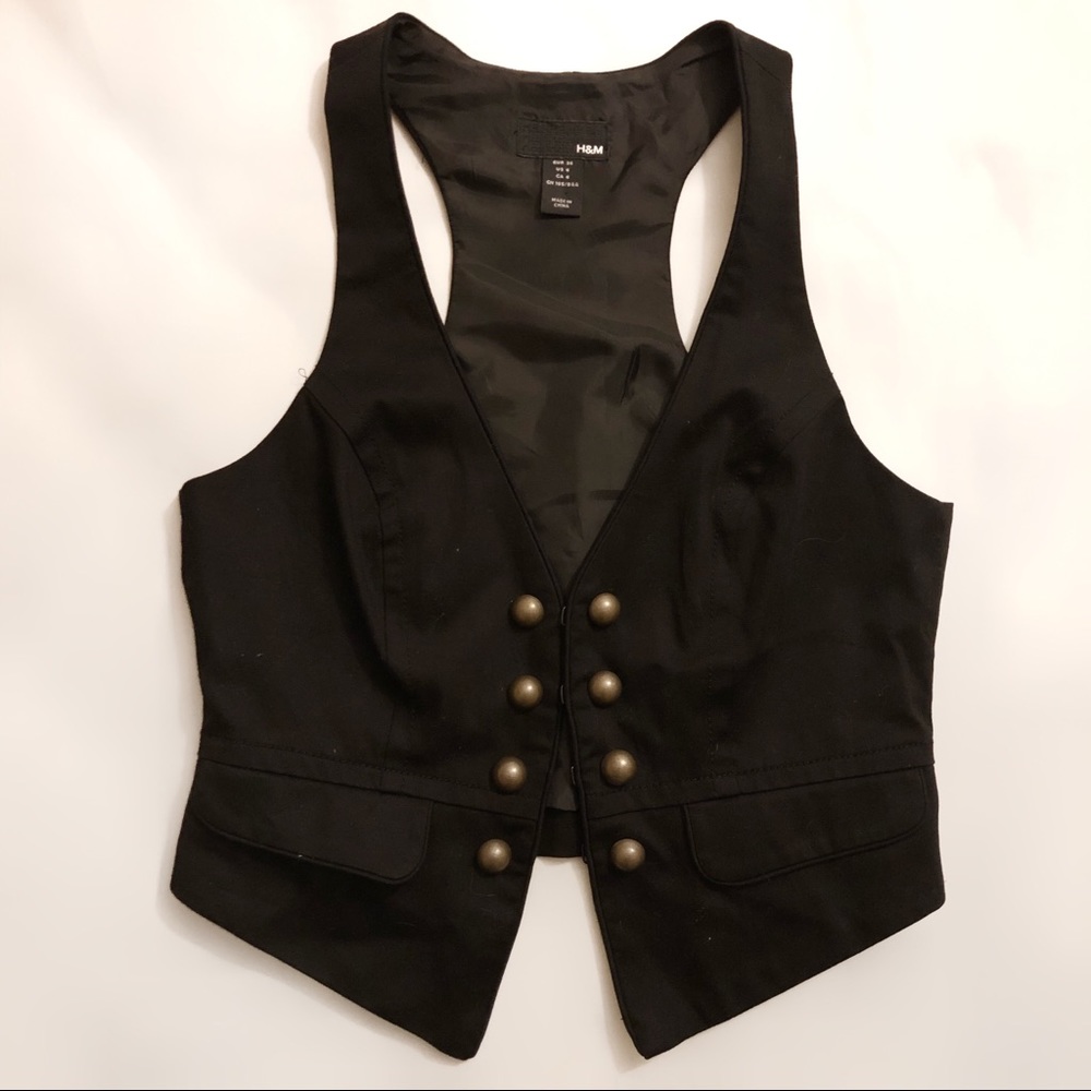 H&M Black Womens Dress Suit Vest sz 4